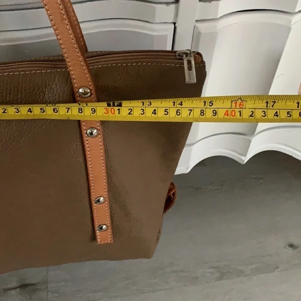 I Medici Firenze leather two‎ tones camel tote bag logo bohemian work